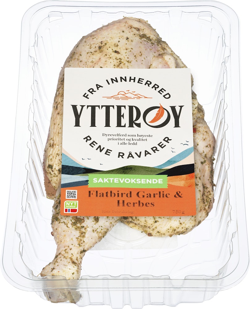 Ytterøy Flatbird Garlic & Herbes Saktevoksende kylling