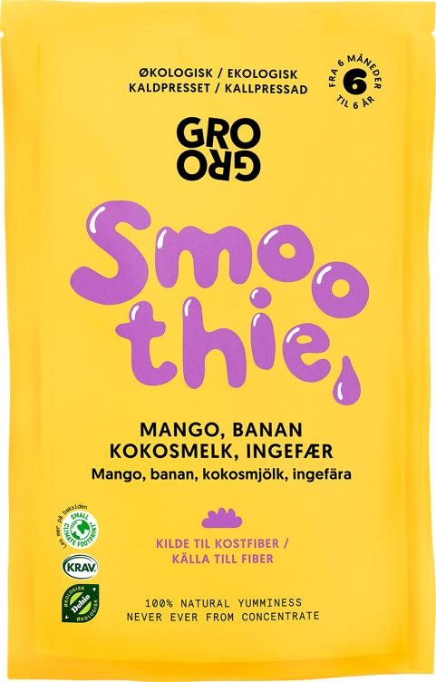 Gro Gro Smoothie med mango og banan Fra 6 mnd, Økologisk
