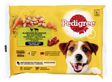 Pedigree Pedigree Adult Våtfôr til Voksne Hunder med Okse, Kylling og Grønnsaker i Saus 4x100g