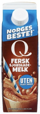Bilde: © Q-meieriene / Oda Q-meieriene Q Fersk Sjokolademelk Uten tilsatt sukker
