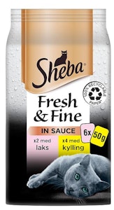 Sheba Fresh & Fine Våt Kattemat Porsjoner med Laks og Kylling i Saus 6 x 50 g