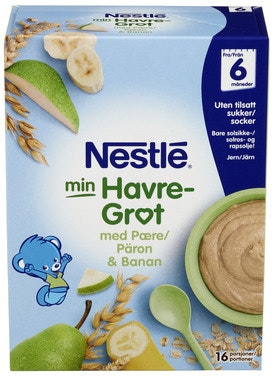 Bilde: © Nestlé / Oda Nestlé Min Havregrøt med Pære & Banan Fra 6 mnd