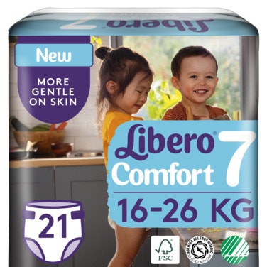 Libero Comfort Åpen Bleie Str. 7, 16-26kg, 21 stk