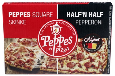 Bilde: © Peppes Pizza / Oda Peppes Pizza Square Half`n Half Skinke & pepperoni