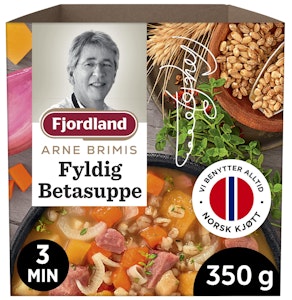 Fjordland Brimis Fyldig Betasuppe Med salt kjøtt, rotgrønnsaker og bygg fra Skjåk