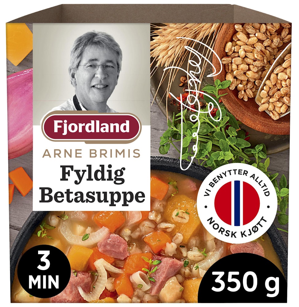 Brimis Fyldig Betasuppe Med salt kjøtt, rotgrønnsaker og bygg fra Skjåk, 350 g