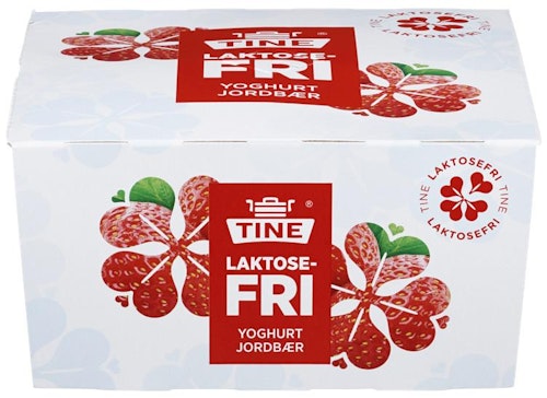 Tine Jordbær Yoghurt Laktosefri 4x125gr
