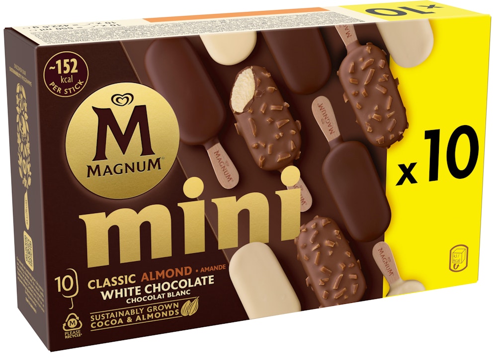 Magnum Mini Klassisk, Mandel og Hvit Sjokolade 10 stk, 550 ml