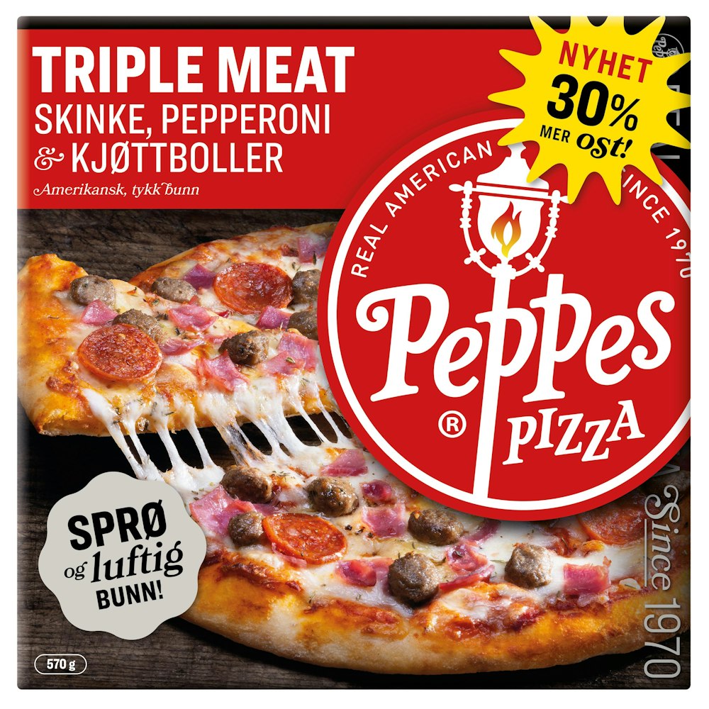 Triple Meat Skinke, pepperoni & kjøttboller, 570 g