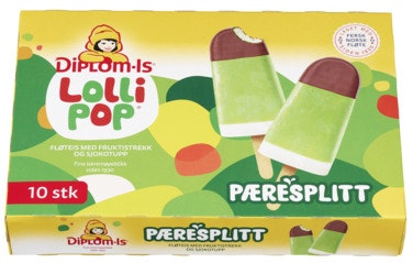 Bilde: © Diplom-Is / Oda Diplom-Is Lollipop Pæresplitt 10 stk