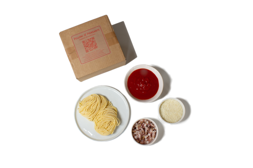 Bilde: © Felloni & Piersante / Oda Felloni & Piersante Middagskit Spaghetti all'Amatriciana
