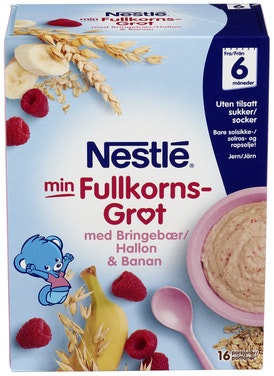 Bilde: © Nestlé / Oda Nestlé Min Fullkornsgrøt med Bringebær & Banan Fra 6 mnd