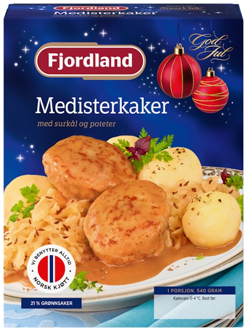 Bilde: © Fjordland / Oda Fjordland Medisterkaker med surkål og poteter