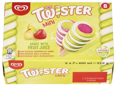 Bilde: © Heartbrand / Oda Heartbrand Twister Mini Iskrem 8 stk