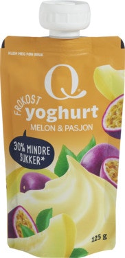 Bilde: © Q-meieriene / Oda Q-meieriene Q Frokostyoghurt Melon & Pasjonsfrukt Porsjonspose