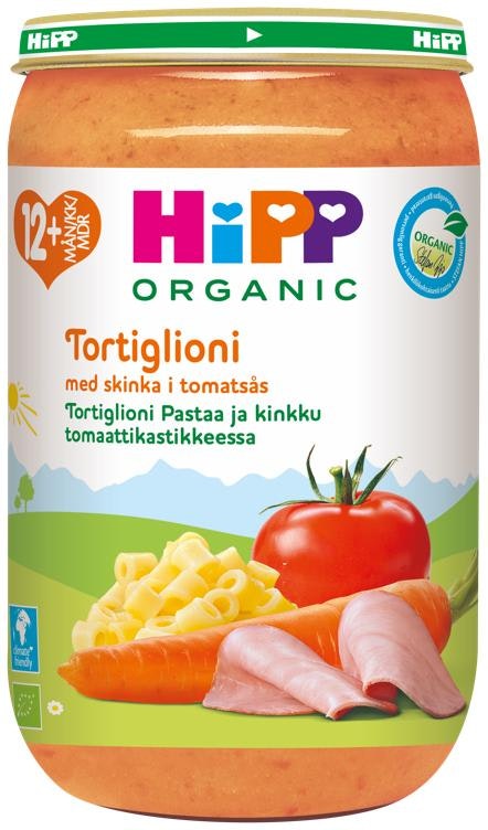 Hipp Tortiglioni med Skinke i Tomatsaus Fra 12 mnd, Økologisk