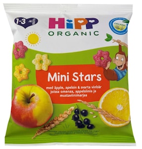 Hipp Mini Stars med Eple, Appelsin og Solbær Fra 1-3 år