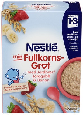 Bilde: © Nestlé / Oda Nestlé Min Fullkornsgrøt med Jordbær & Banan Fra 1-3 år