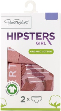 Hipster Bomull Jente Pink, str. 134-140, 2 pk