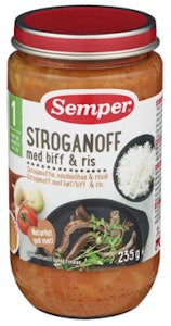 Semper Stroganoff med biff og ris Fra 1 år