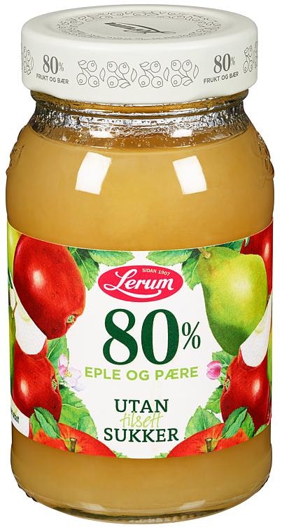 Lerum Eple & Pæresyltetøy 80% Uten Tilsatt Sukker