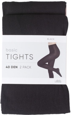 Basic Tights 40 DEN Black, str. 44-48, 2 stk