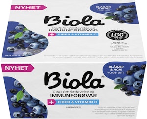 TINE Biola® Yoghurt Blåbær & Acai 4x125G