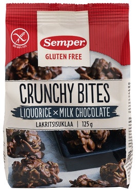 Semper Crunchy Bites Lakris Og Sjokolade 125 g
