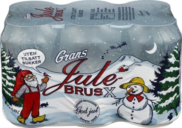 Grans Bryggeri Julebrus X Uten Tilsatt Sukker, 6 x 0,33l