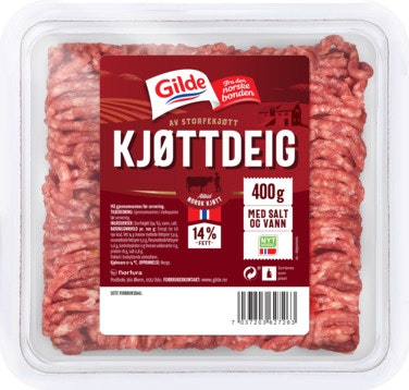 Bilde: © Gilde / Oda Gilde Kjøttdeig 14% fett med salt og vann