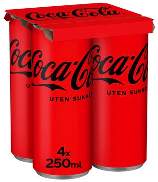 Coca-Cola Coca-Cola Uten Sukker 4 x 0,25l