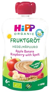 HiPP Fruktgrøt med eple, banan, bringebær og havre