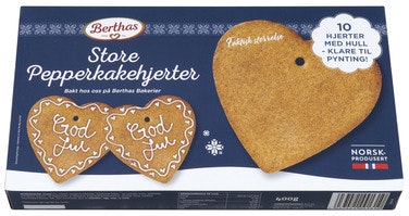 Store Pepperkakehjerter 10 stk, 400 g