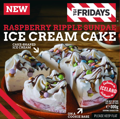 Bilde: © TGI Fridays / Oda TGI Fridays Raspberry Ripple Sundae Ice Cream Cake
