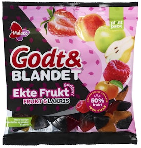 Malaco Godt & Blandet Ekte Frukt & Lakris