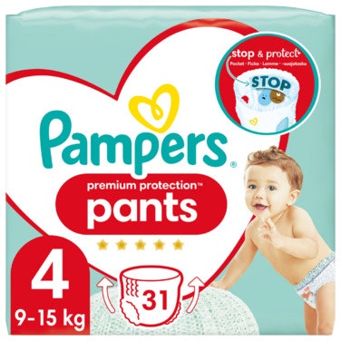 Pampers Bleie Premium Protection Pants Str. 4, 9-15kg