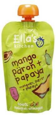 Ella's Kitchen Mango, Pære + Papaya Fra 4 mnd, Økologisk