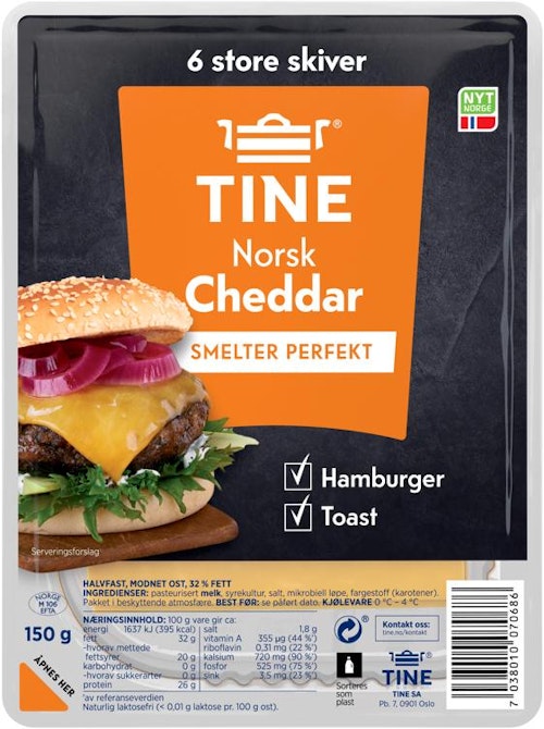 Tine Cheddar Burgerost Norskprodusert