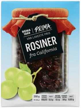 Bilde: © REMA 1000 / Oda REMA 1000 Rosiner 250 g