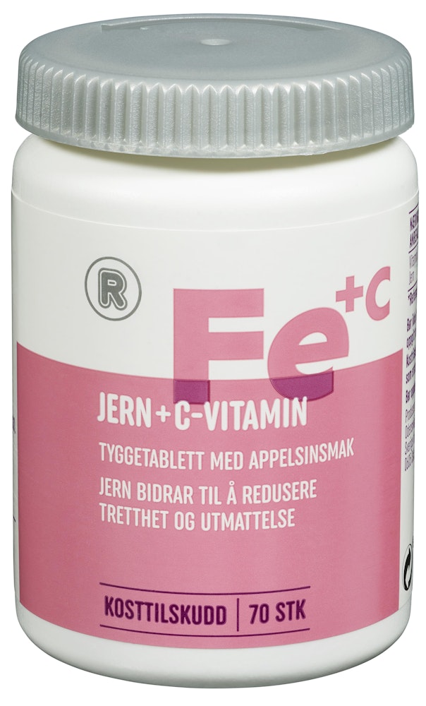 Jern + C-Vitamin, Tyggetabletter 60 g, 70 stk