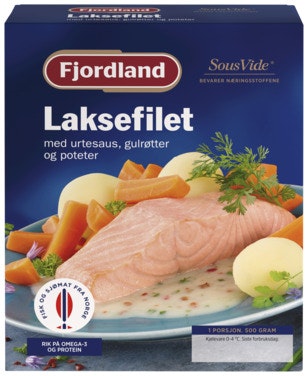 Bilde: © Fjordland / Oda Fjordland Kokt Laks med Urtesaus, Gulrot & Poteter