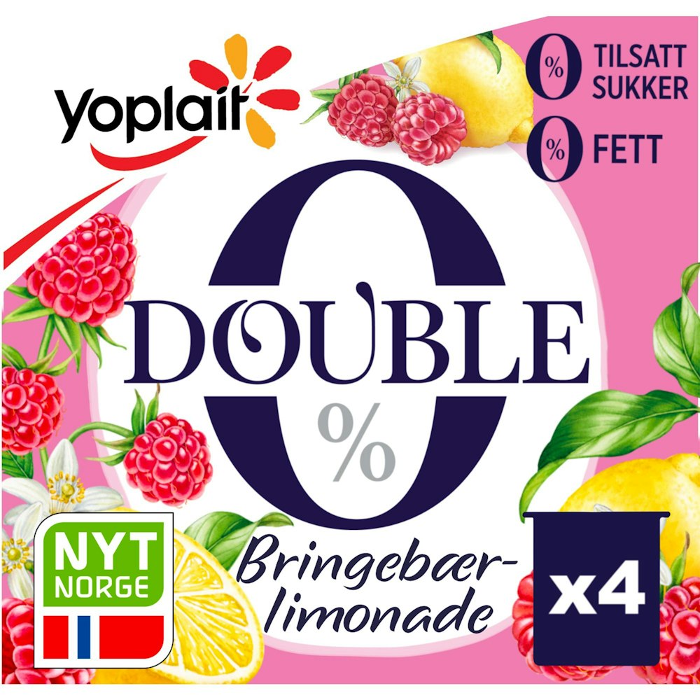 Yoplait 00% Bringebær & Limonade 4 x 125g