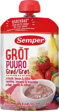 Bilde: © Semper / Oda Semper Grøt Jordbær & Banan Fra 6 mnd