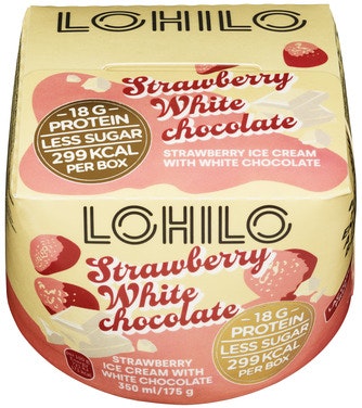 Lohilo Lohilo iskrem Strawberry white Proteinrik