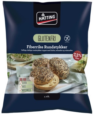 Hatting Glutenfrie Fiberrundstykker 4 stk, 420 g