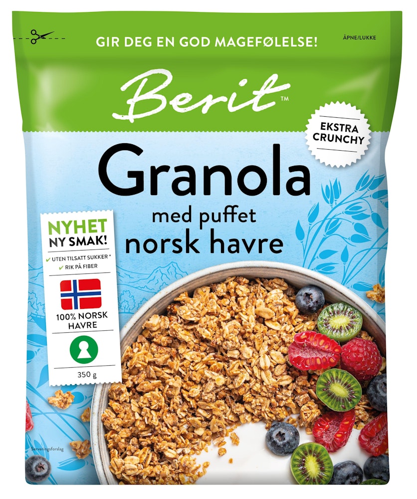 Granola med puffet norsk havre 350 g