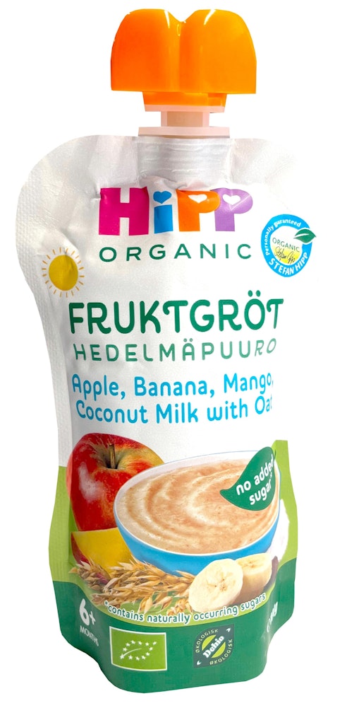 HiPP Fruktgrøt med eple, banan, mango, kokossmelk og havre