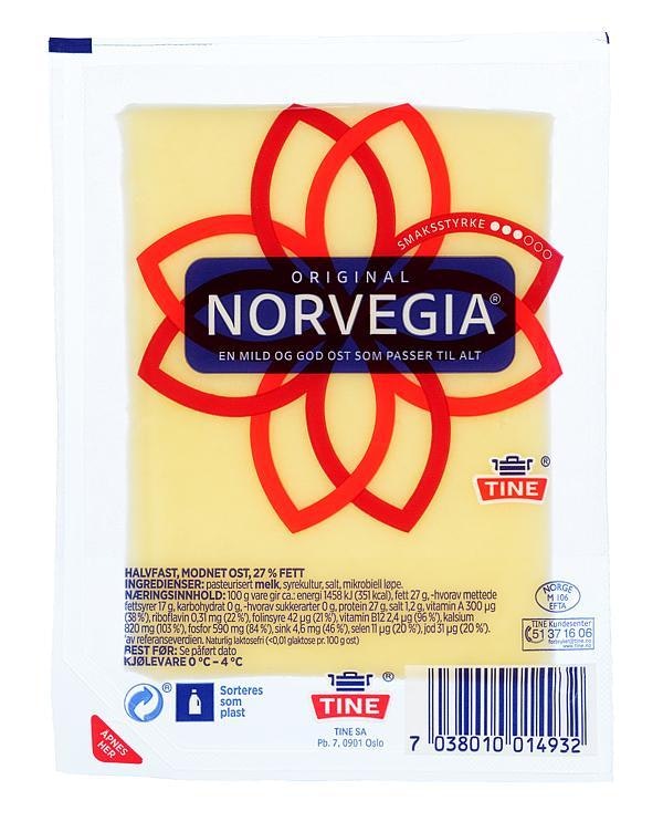Tine Norvegia Original 27% Skivet, 200 x 15 g