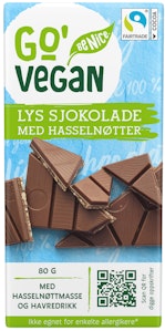 Go'Vegan Plantebasert lys sjokolade Med hasselnøtter