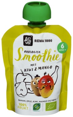 REMA 1000 Lev Vel Smoothie Kiwi & Mango Fra 6 mnd, 90 g